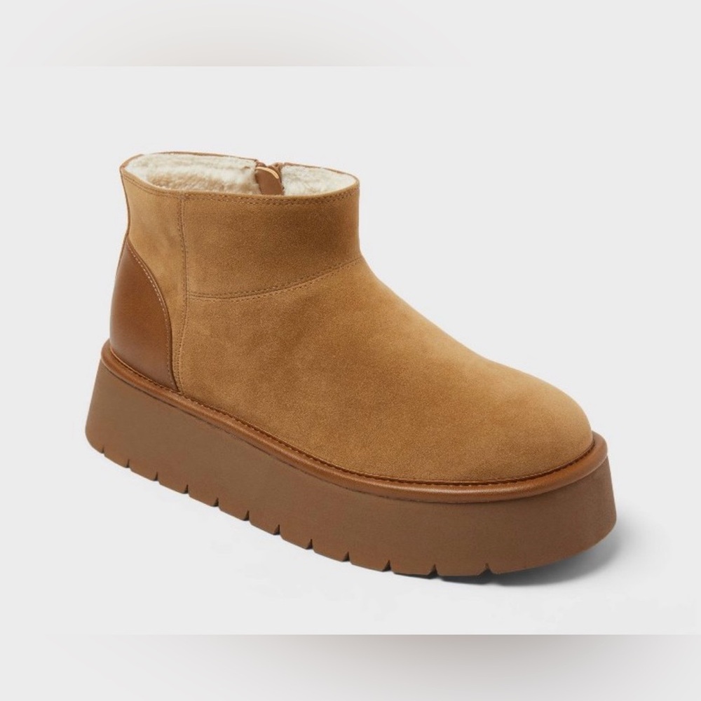 Women's Wild Fable Missy Suede Tan Ankle Boots with Memory Foam